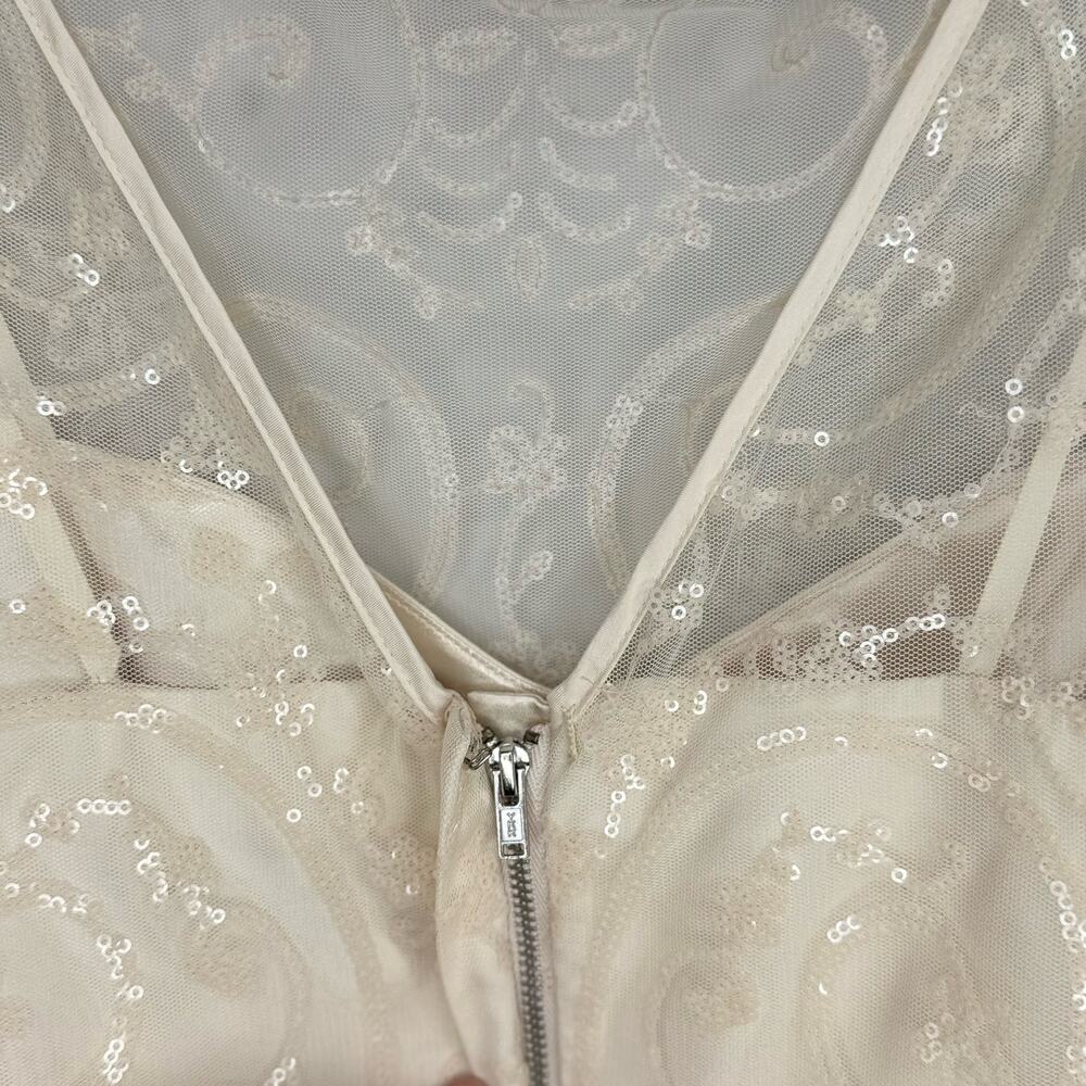 Jill Stuart Women’s 6 Sequin Ivory Mini Fit & Flare Dress - Picture 6 of 10